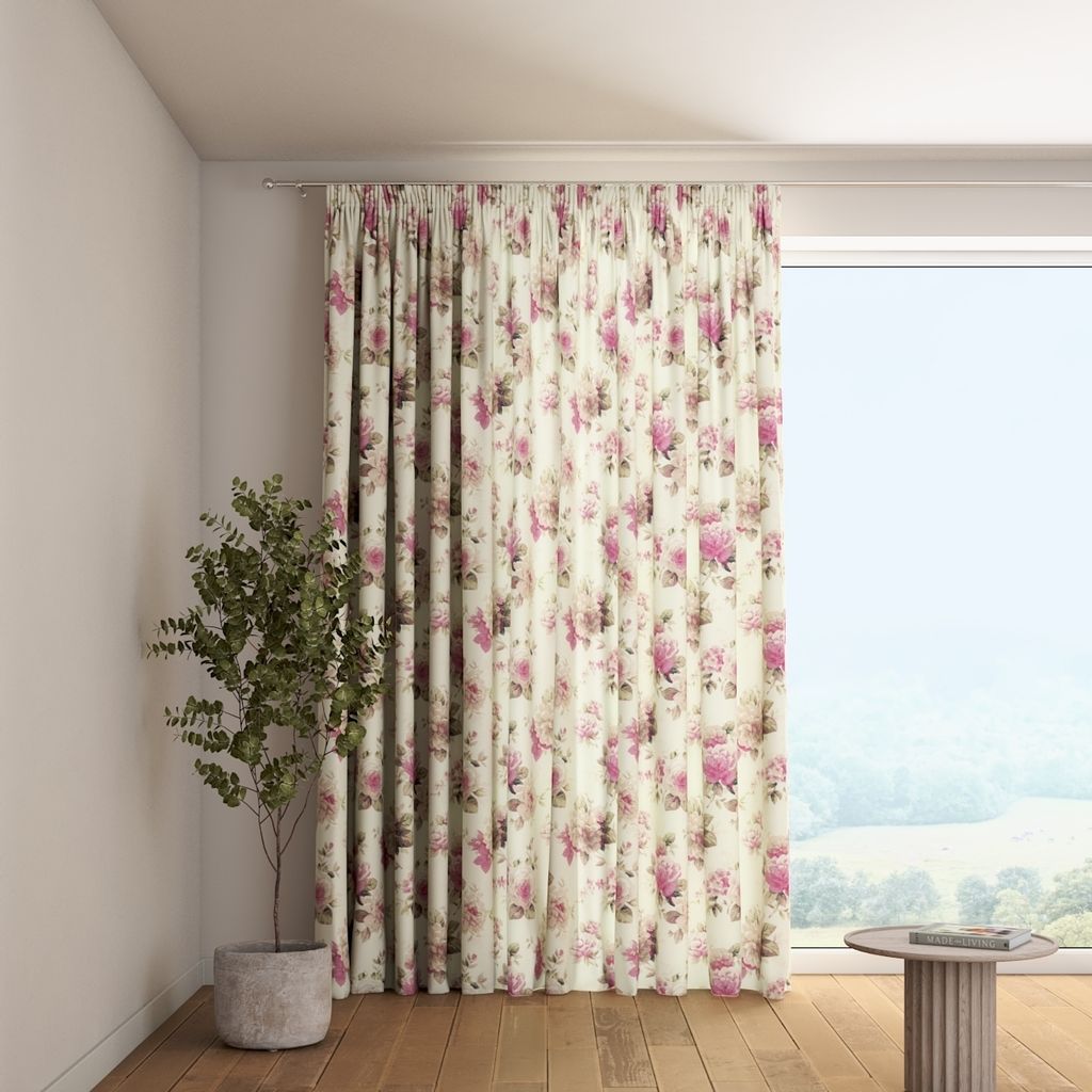 Dekoria Vorhang mit Kräuselband, beige- rosa, 130 x 100 cm