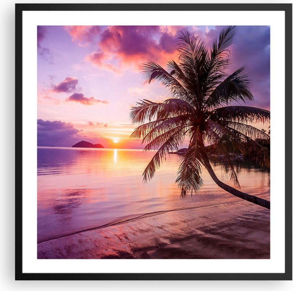 Gerahmtes Poster - Schwarzer Rahmen - Strand Meer Palme - Produktbild 