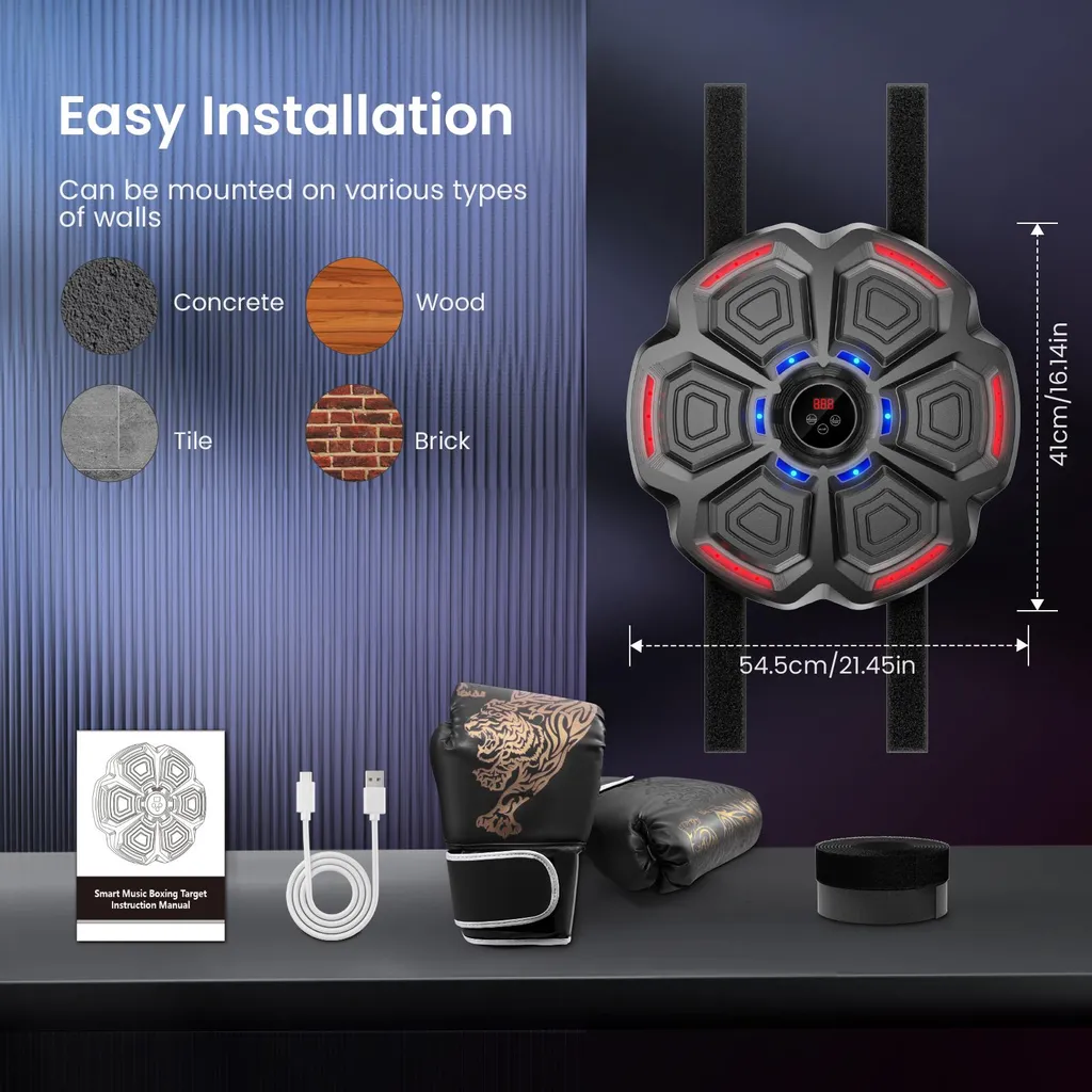 Machine de Boxe Bluetooth à 9 Vitesses - Cible LED avec Compteur de Coups - 7