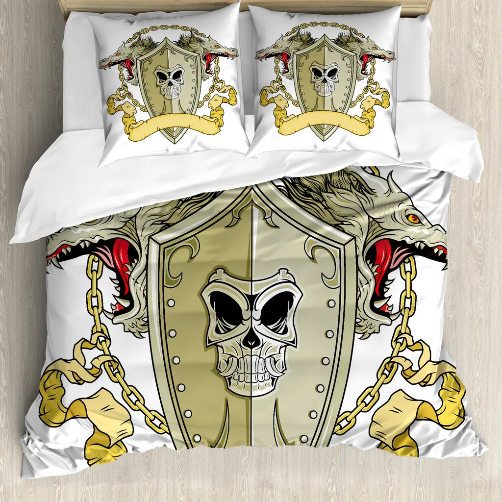 Copripiumino ABAKUHAUS Drachen 155x220 - Microfibra Morbida Giallo Bianco