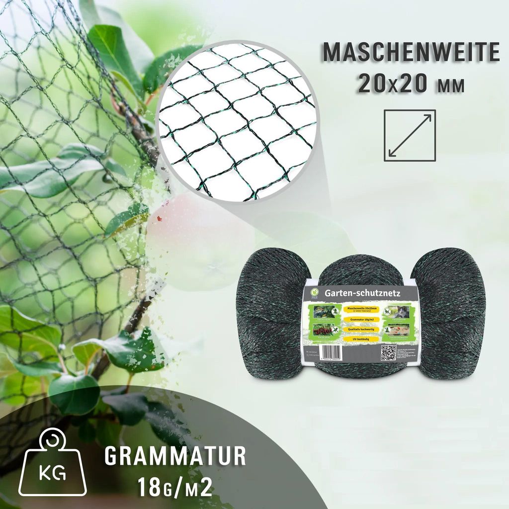 Teichnetz Vogelschutznetz 8 x 8m Laubschutznetz Gartennetz Obstbaumnetz Schutznetz 18 g/m2