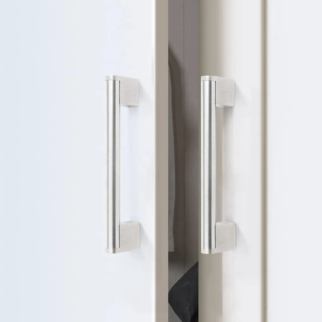 Poignées de meubles 96mm inox brossé - Design moderne nickel satiné x10