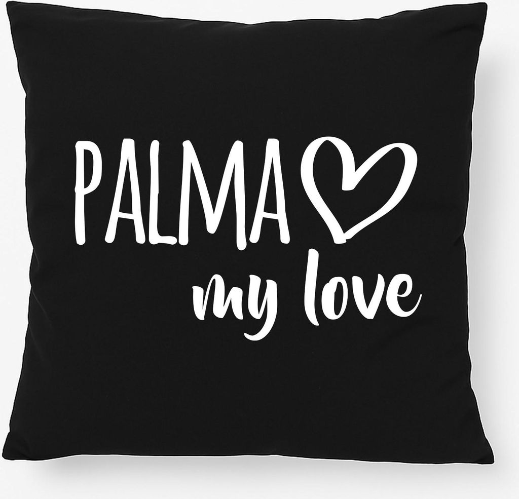 Huuraa Kissen Palma my love 40x40cm mit Füllung Black Baumwolle Dekokissen Geschenkidee