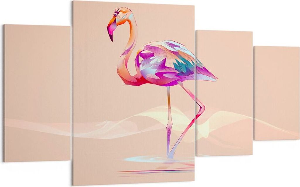 Bild auf Leinwand - Leinwandbild - Flamingo Vogel Wasser - 160x90cm - Wand Bild - Wanddeko - Leinwanddruck - Bilder - Kunstdruck - Wanddekoration -...