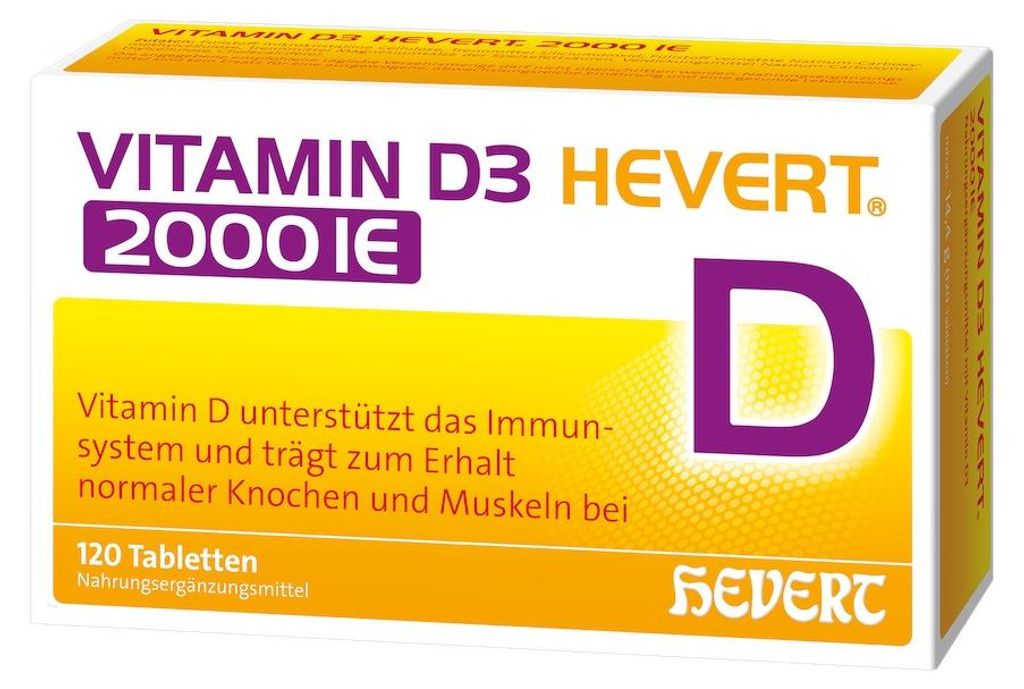 Integratore di vitamina D3 Hevert, 2000 UI per compressa, Immagine del prodotto 