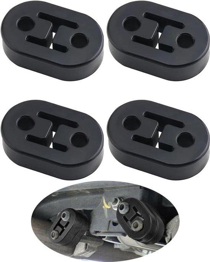 Auto-Abgasanlagen - Universelle Gummi-Abgasanlage für alle Fahrzeuge - 4 Stück - 12 mm - schwarz