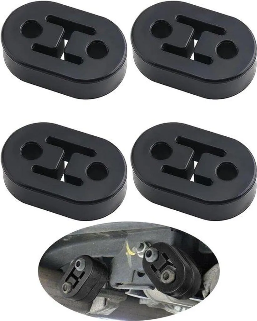 Fixation Échappement Universelle 12mm - Kit 4 Pièces Caoutchouc Noir