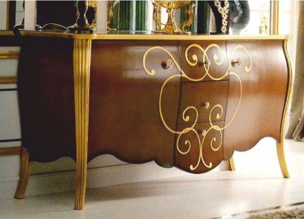 Casa Padrino Luxus Barock Sideboard Braun / Gold 200 cm - Italy