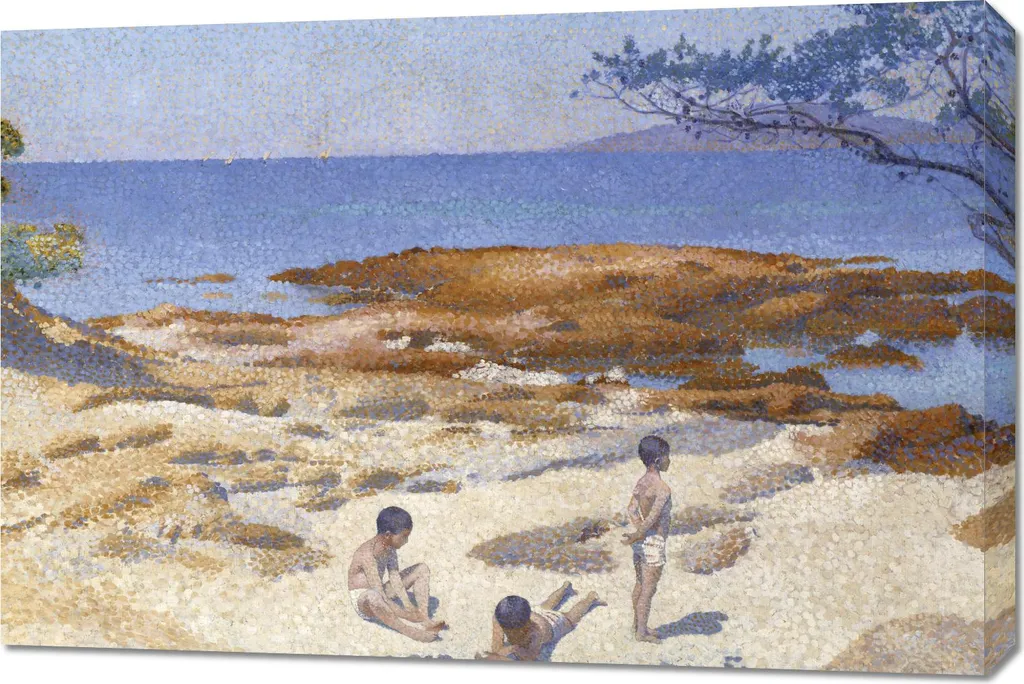 Tableau Décoration Salon 90x60 cm Plage de Cabasson par Henri-Edmond Cross