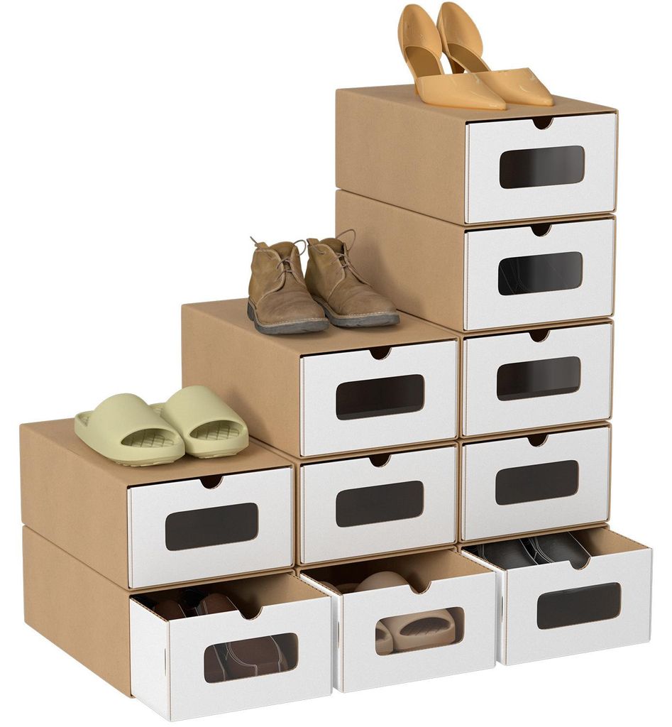 Clanmacy 20x Schuhboxen mit Sichtfenster Schuhaufbewahrung Aufbewahrungsbox Stapelbar Storage Box Schuhbox Schuhkarton Schuhschachtel Allzweckbox B...