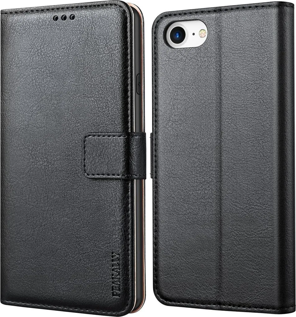 iPhone SE 2022 Flip Case magnetico nero in Finto cuoio Stand Funzione