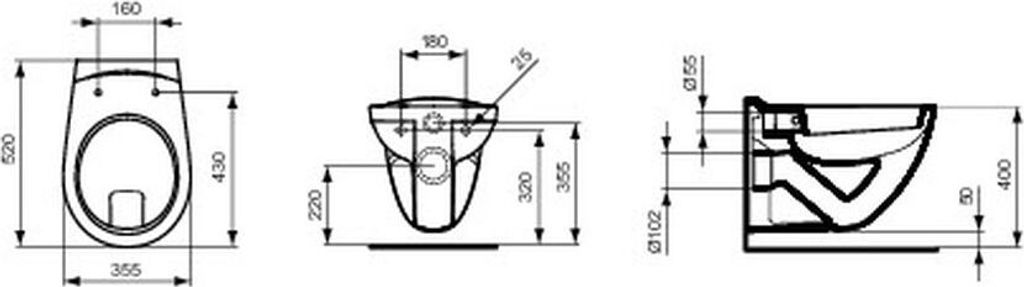 Ideal Standard Eurovit - Wand-WC, Flachspülung, weiß Produktbild 4