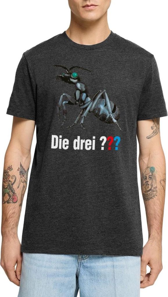 Spreadshirt Die Drei Fragezeichen Und Der Ameisenmensch Logo Männer Premium T-Shirt, 3XL, Anthrazit meliert