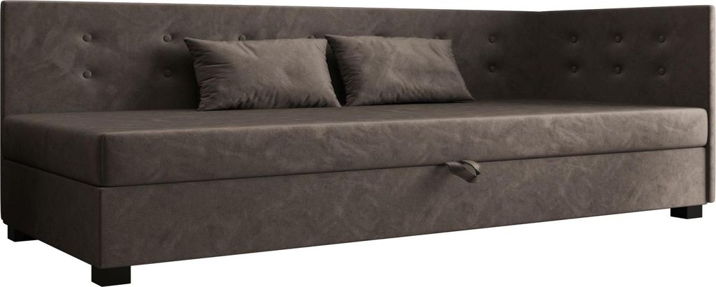 AURA SOFA Boxspringbett NEMO PLUS 100x195 Komplett-Set mit Bonell Matratze, Polsterbett mit Bettkästen - Dunkles Braun, MONOLITH 15