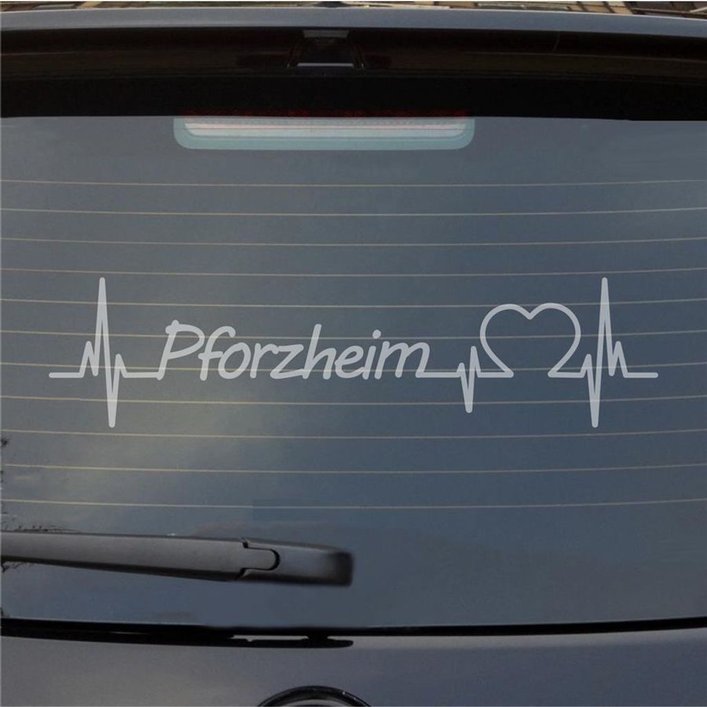 Heckscheibenaufkleber Pforzheim Herzschlag Puls Stadt Liebe 55x14 cm Milchglas Auto Aufkleber Sticker