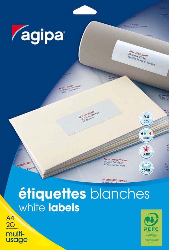 agipa Universal-Etiketten - Kleinpackung 210 x 297 mm weiß