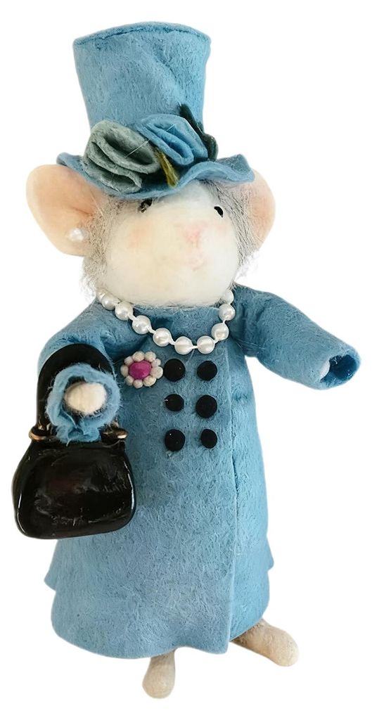 Weihnachtliche Filzmaus, niedliche Filzmaus-Figur, nadelgefilzte Maus-Ornament für festliche Tisch-, Kaminsims- oder Schreibtischdekoration