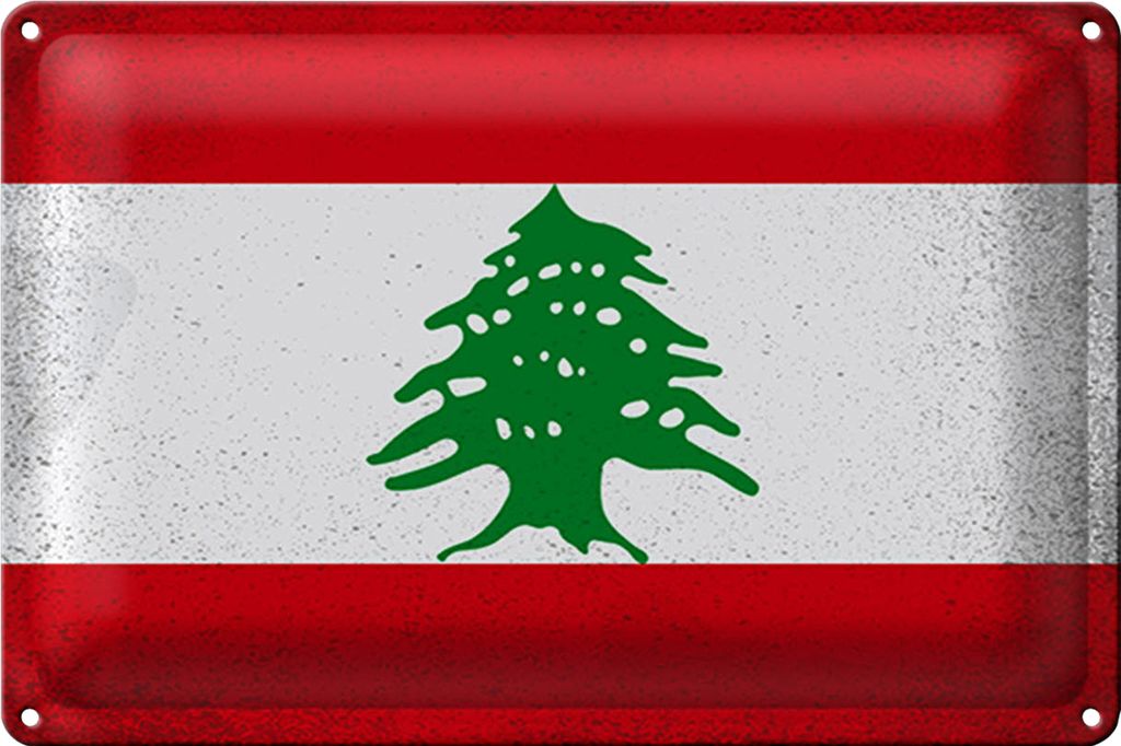 Blechschild Flagge Libanon 40x30cm Flag of Lebanon Vintage