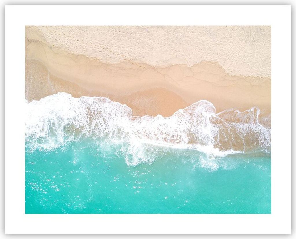 Poster - Poster ohne Rahmen - Meer Welle Sand - 50x40 cm - Wand Bild - Wanddeko - Wandbilder - Kunstposter - Wandposter - Bilder - Kunstdruck - Wan...