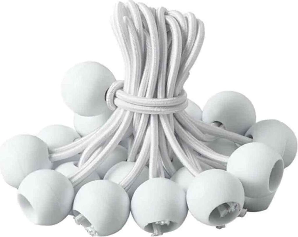 Planenspanner, Kugelspanner, Elastikspanner für Pavillon, Plane, Camping, Zelt, Vorhänge, Verlängerungsgeschirr (20 Stück Weiß-20cm)