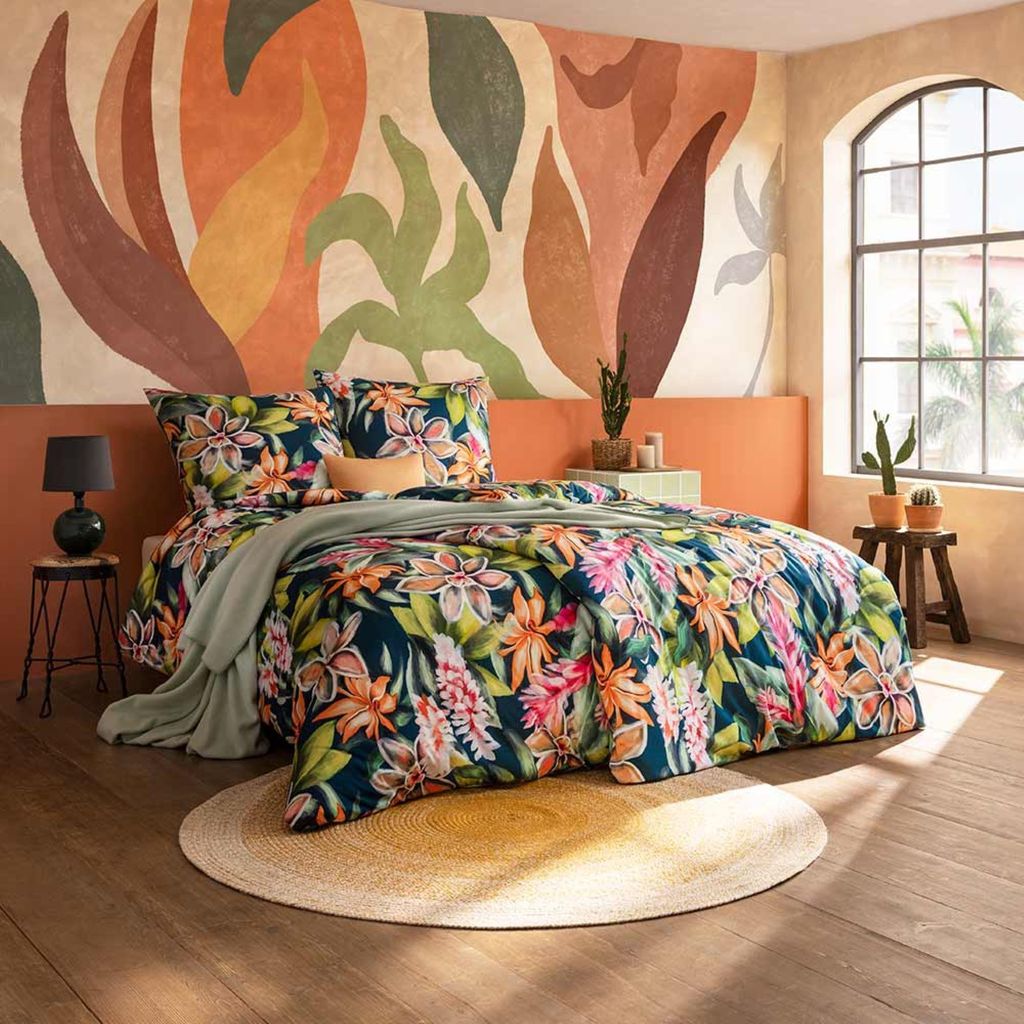 Estella Mako Jersey Bettwäsche 135x200 Miriam Blüten Tropisch bunt 6551-985