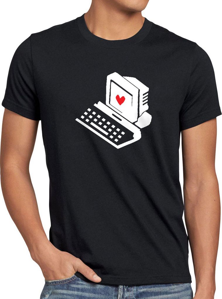 style3 Sheldon Computer Love T-Shirt Herren, Größe:5XL, Farbe:Schwarz