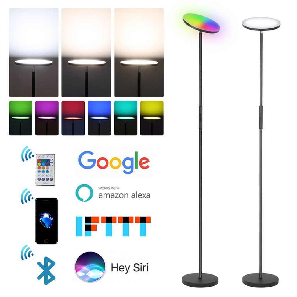 Smart RGB LED Bogen Steh Lampe DIMMBAR Alexa Google Leuchte höhenverstellbar 