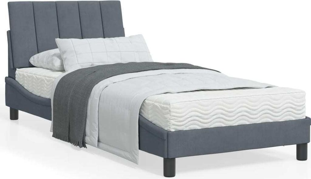 Maison Exclusive - Bettgestell mit LED ohne Matratze "Hanko" Dunkelgrau 90x200 cm Samt