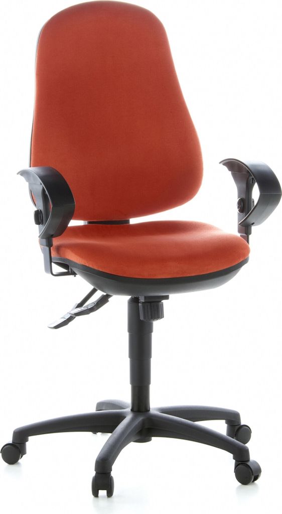 Topstar Profi Bürostuhl ERGO SYDNEY Ergonomischer Schreibtischstuhl mit Armlehnen (höhenverstellbar) Stoff Orange Drehstuhl für Büro, Zuhause