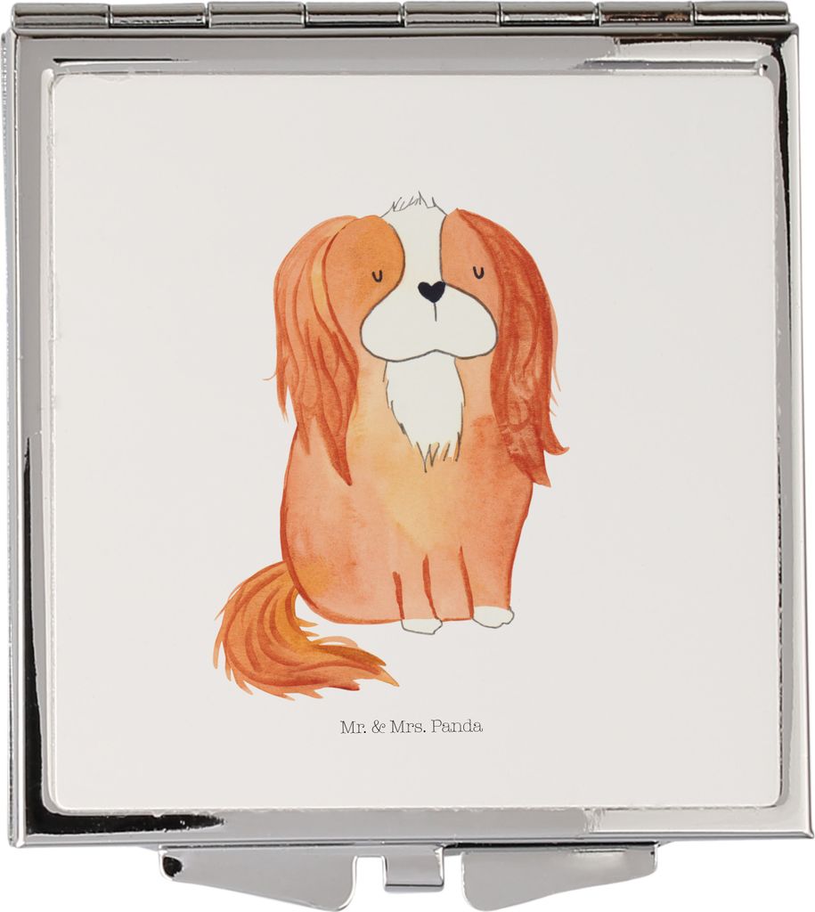 Mr. & Mrs. Panda Schminkspiegel Hund Cavalier King Charles Spaniel - Weiß - Geschenk, Cockerspaniel, Spruch, Sprüche, Handspiegel, Kleiner Spiege...