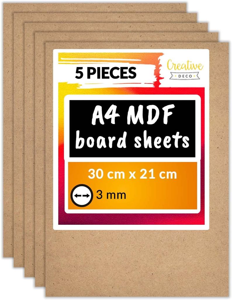Creative Deco 5 x A4 MDF Platten | 300 x 210 x 3 mm | Dünne Produktbild 