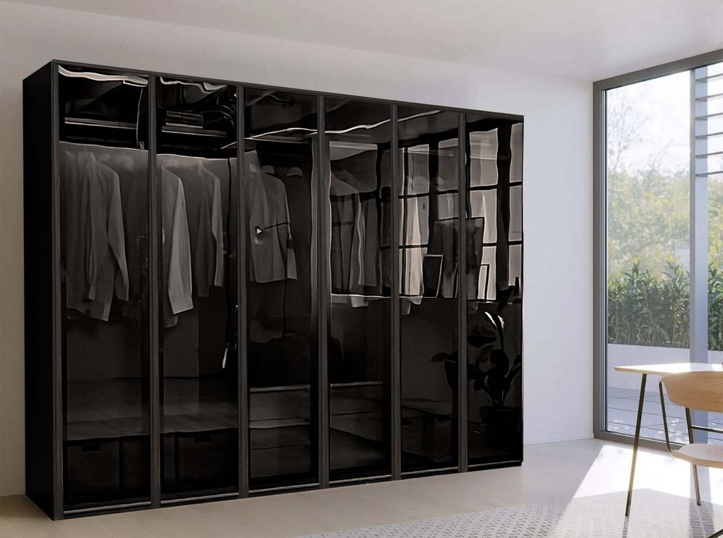 Kleiderschrank Monaco in Schwarz 300cm Breit inkl. Zubehör, Produktbild 