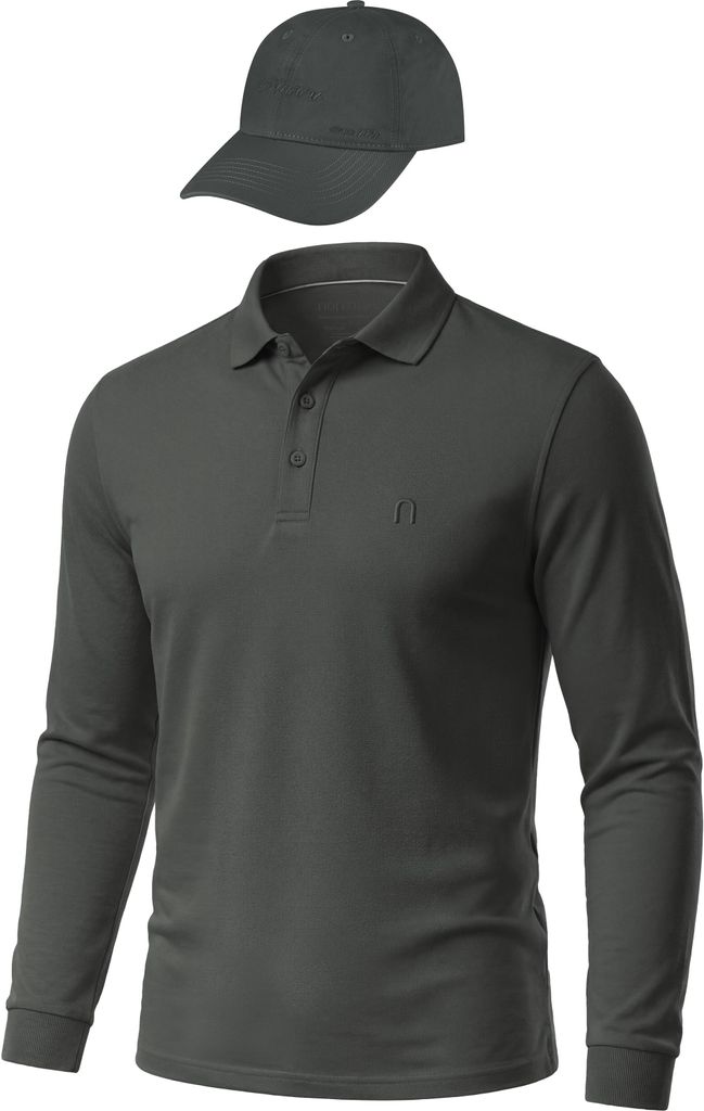 normani Herren Langarm Poloshirt mit passender Baseballkappe