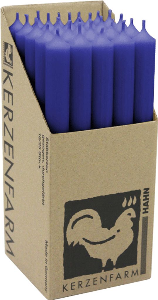 Stabkerzen aus Paraffin, 250/22 mm, Dunkelblau, KERZENFARM Produktbild