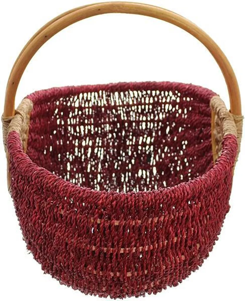 Panier de marché rouge en rotin pour vos courses et pique-nique chic - 4