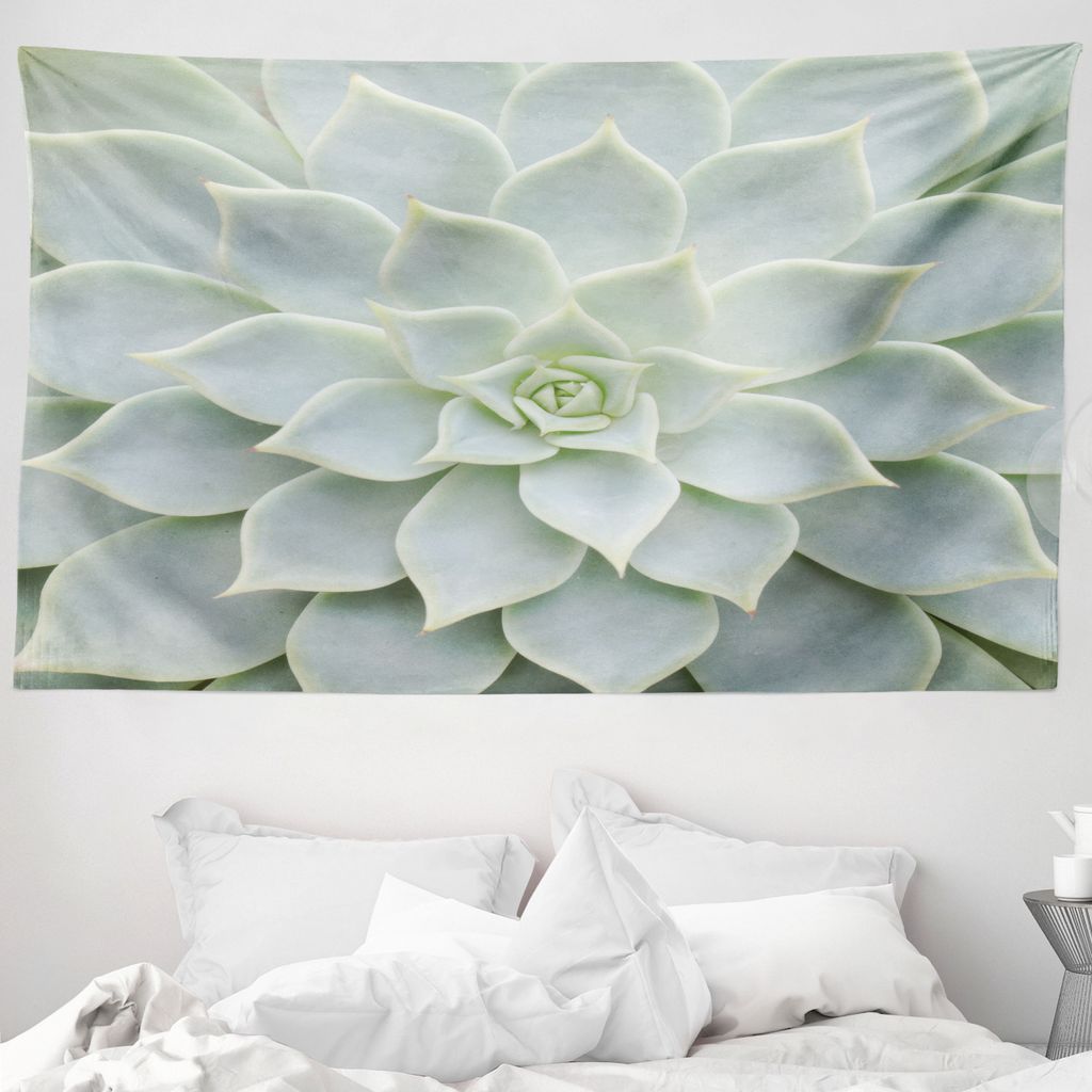 ABAKUHAUS Wüste Wandteppich, Kaktus-Blumen Foto aus Weiches Mikrofaser Stoff Waschbar ohne Verblassen Digitaldruck, 230 x 140 cm, Salbeigrün