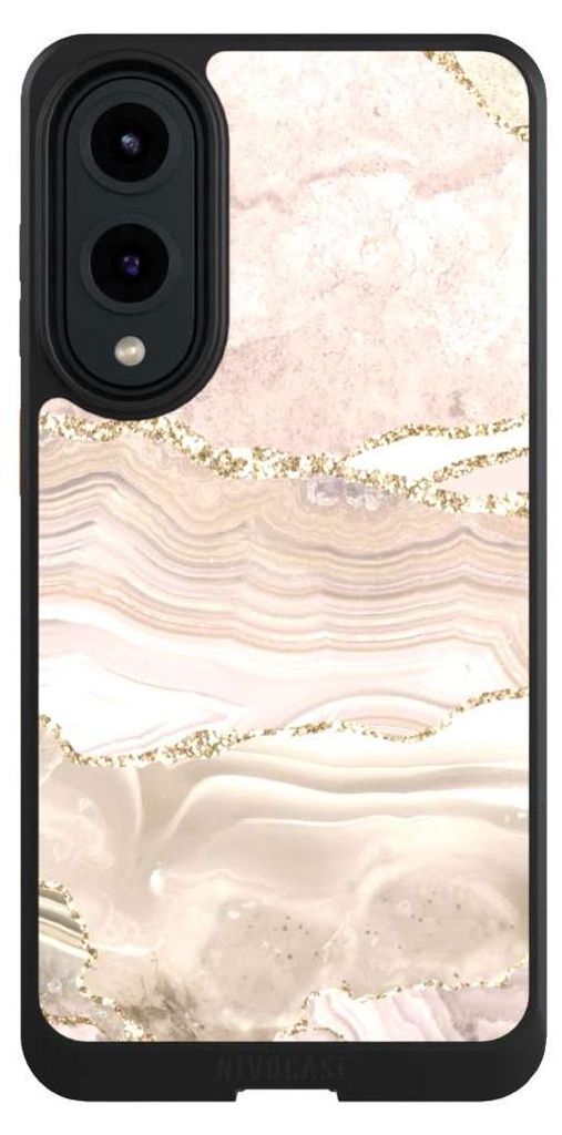 NIVOCASE Hülle für Samsung Galaxy S25 Edge Handyhülle NIVOcore Case Schwarz Glitzer Look Marmor Utart
