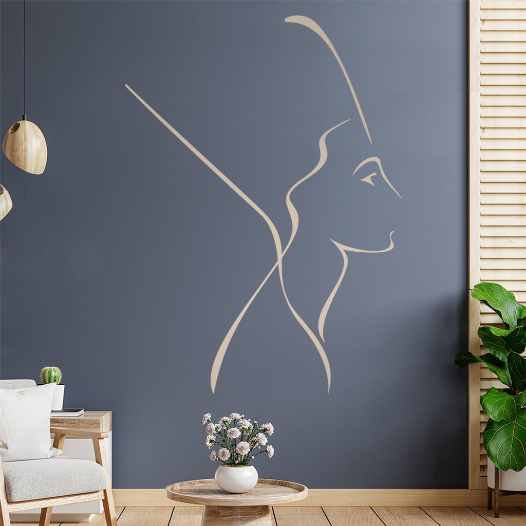 Nofretete - Linien Wandtattoo in 6 Größen - Wandaufkleber Wall Sticker - Dekoration, Küche, Wohnzimmer, Schlafzimmer, Badezimmer