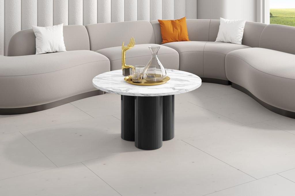 Design Couchtisch HRE-222 rund Hochglanz Wohnzimmer Tisch 80 x 50 cm