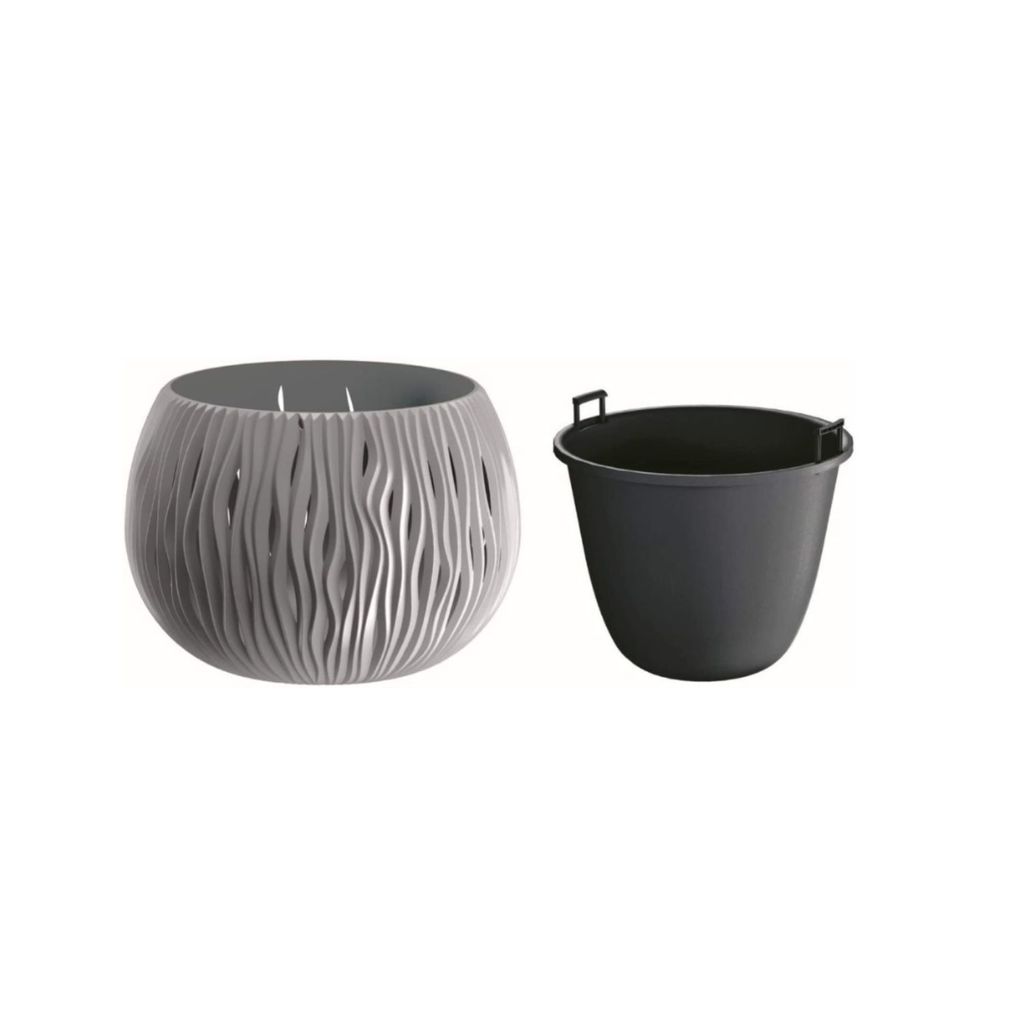 Květináč SANDY BOWL s vkladem 37 cm - barva: šedý kámen Immagine del prodotto 