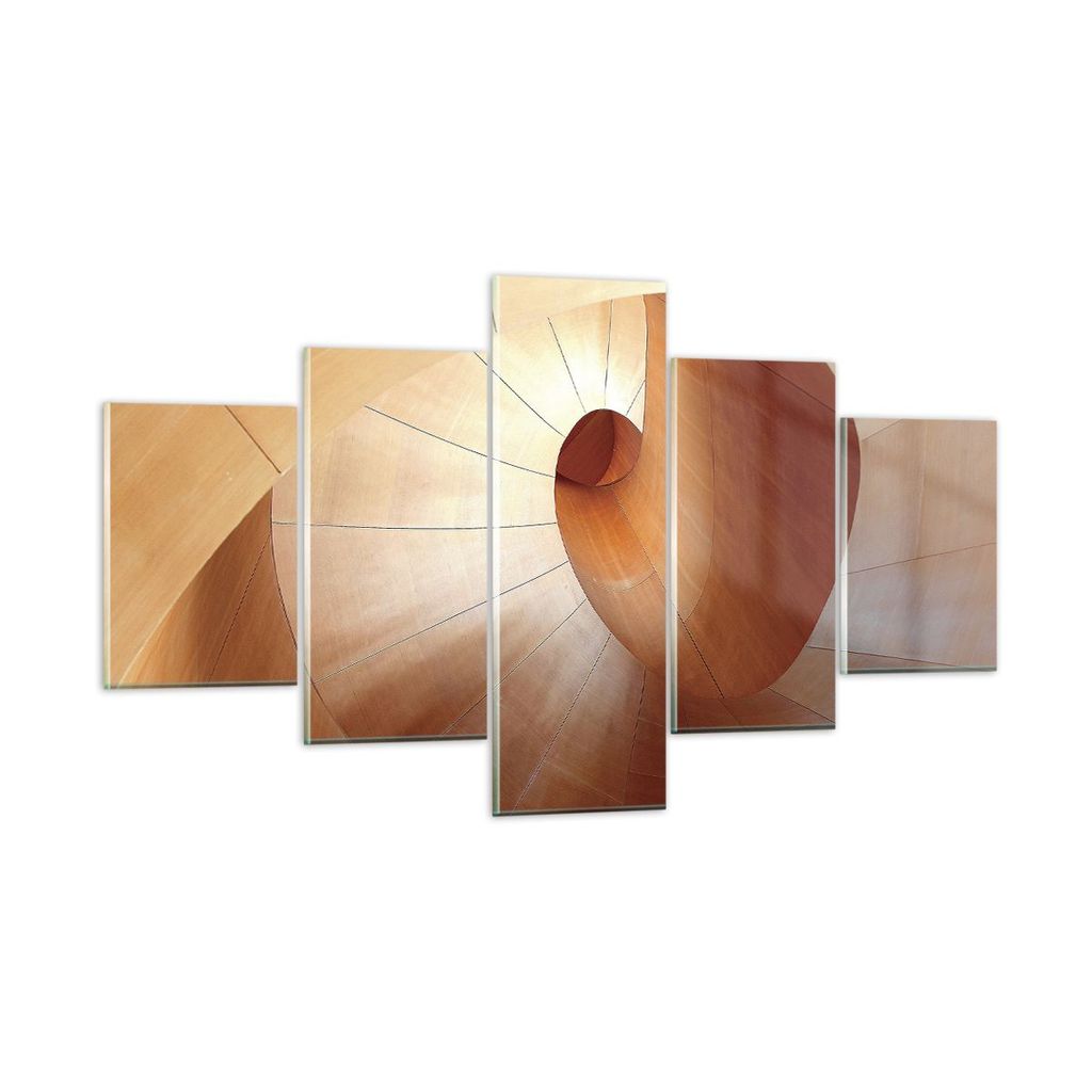 Bilder auf glas - 5 Teile - Dreidimensional Spirale Braun - 125x70cm - Glasbilder - Wandbilder - Bilder - Wanddekoration aus Glas - Glas Bilder - W...