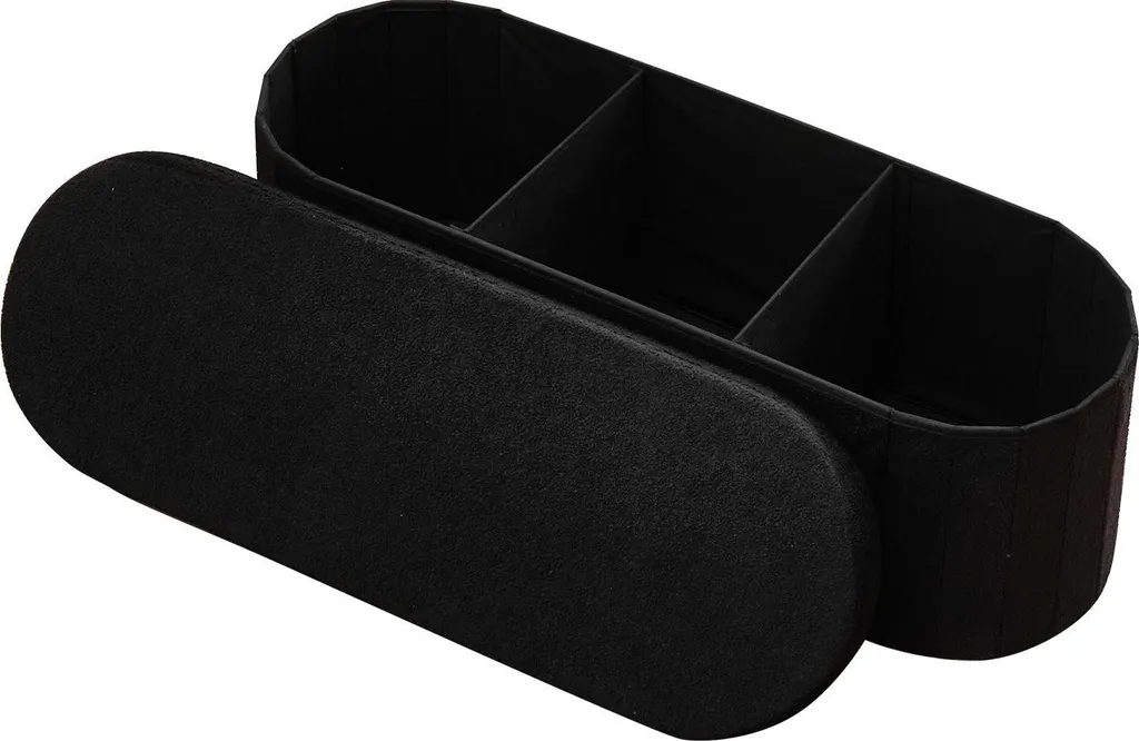 Pouf Contenitore Nero Pieghevole 38cm | Poggiapiedi Imbottito 299kg Max