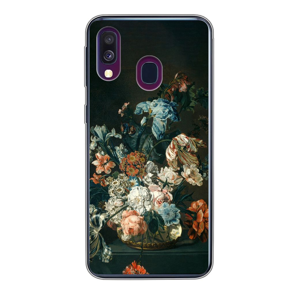 MuchoWow Handyhülle Schutzhülle Hülle für Samsung Galaxy A40 Stilleben mit Blumen - Alte Meister - Kunst Silikon Softcase Handy Hülle - Hand...