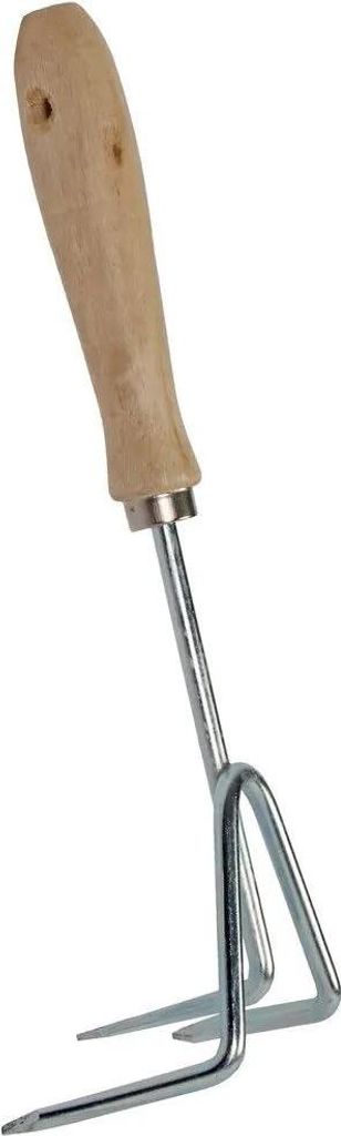 Gartenhacke Handschaber Dreizack – Verzinkter Stahl, Holzgriff – 30cm x 7,5cm – Kompaktes Gartengerät zum Auflockern von Erde & Unkrautentfe...