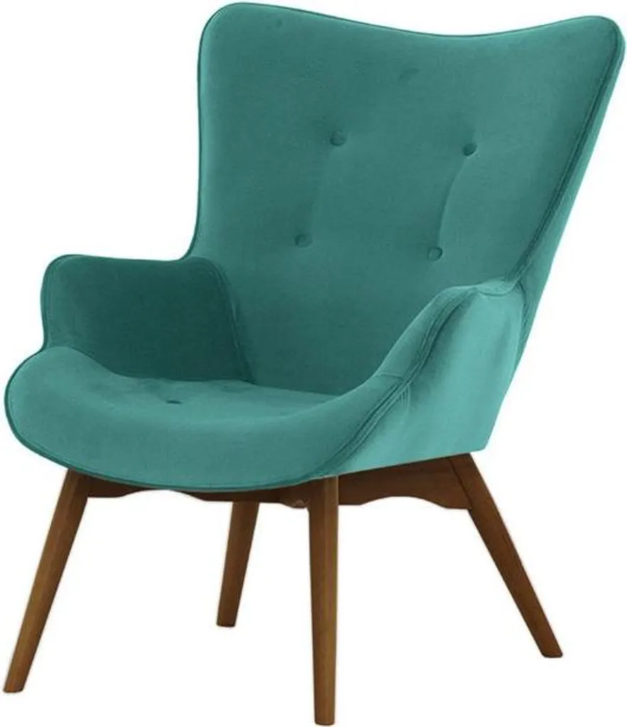 Fauteuil Velours Kronos 12 Vert et Chêne Foncé Ducan - Design Scandinave