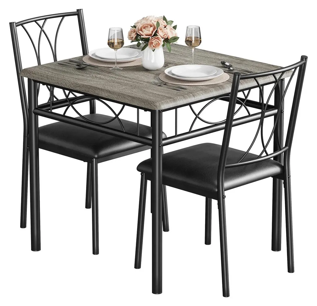 Table de Bar Bleue et 2 Chaises Rembourrées - Style Moderne Salle à Manger