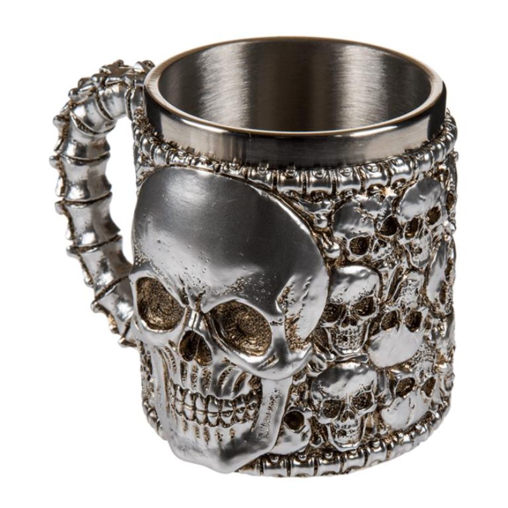 OOTB Silberfarbener Becher Skull Produktbild 