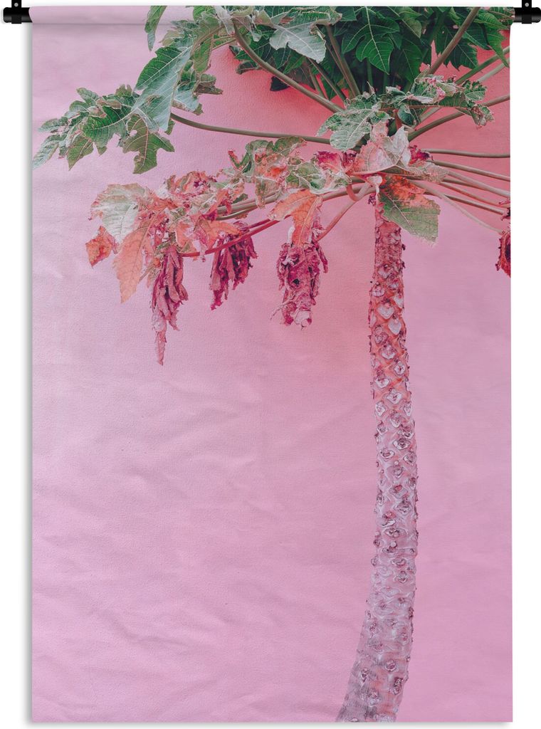 MuchoWow Wandteppich Wandbehang Palme - Tropisch - Rosa - Sommer 60x90 cm Tapisserie Dekoration Wandtuch - Foto-Teppich - Abwaschbar