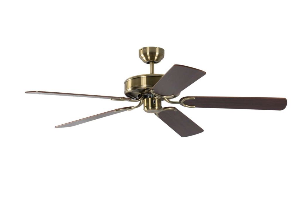Deckenventilator Potkuri Messing antik / Mahagoni 132 cm mit Zugkette