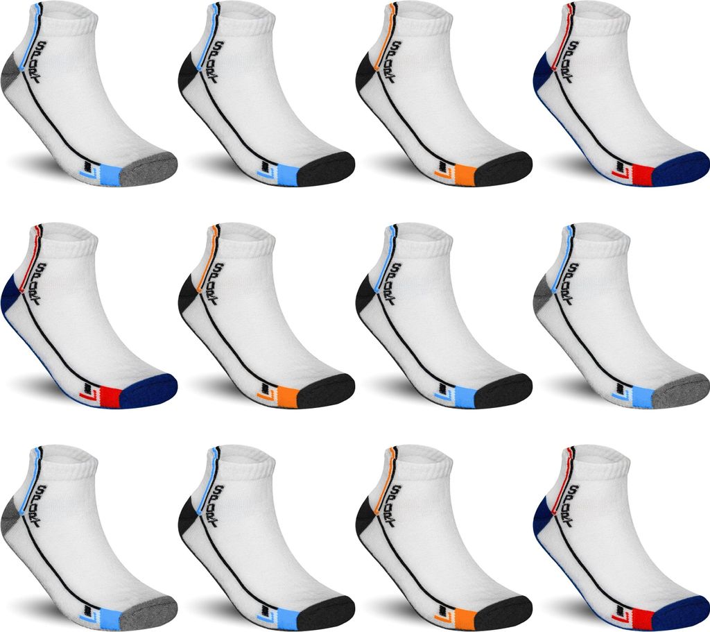 TEXEMP Sneaker Socken Herren & Damen 12 Paar Mehrfarbig Baumwolle | B5 - 39-42 - 12er Pack